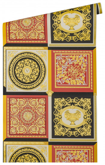 VERSACE Wallpaper "Barocco Mosaic" creme schwarz rot gold 38704-6